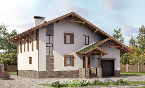 190-007-П Проект двухэтажного дома с мансардным этажом, гараж, простой домик из кирпича Могоча | Проекты домов от House Expert