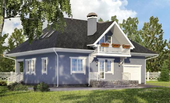 200-001-П Проект двухэтажного дома мансардой и гаражом, средний домик из пеноблока Краснокаменск | Проекты домов от House Expert