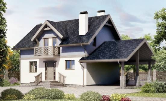 150-011-П Проект двухэтажного дома мансардой и гаражом, компактный домик из арболита Могоча | Проекты домов от House Expert