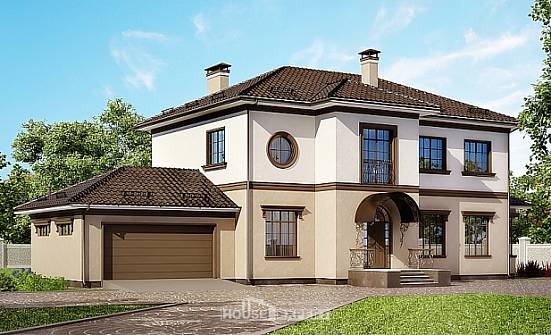 290-004-Л Проект двухэтажного дома и гаражом, уютный загородный дом из кирпича Могоча | Проекты домов от House Expert