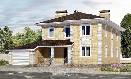 220-006-Л Проект двухэтажного дома, гараж, красивый коттедж из газобетона Краснокаменск | Проекты домов от House Expert