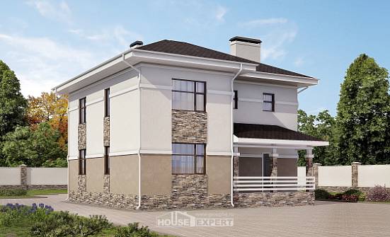 150-014-П Проект двухэтажного дома, бюджетный коттедж из пеноблока Могоча | Проекты домов от House Expert