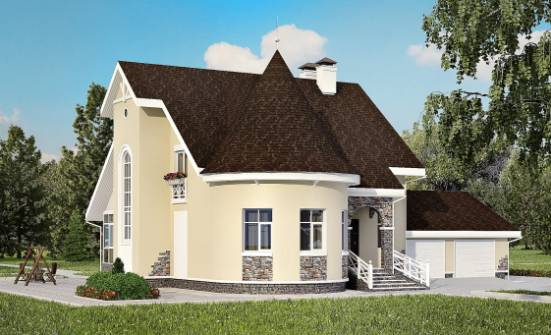 275-001-Л Проект двухэтажного дома с мансардным этажом и гаражом, красивый домик из кирпича Чита | Проекты домов от House Expert