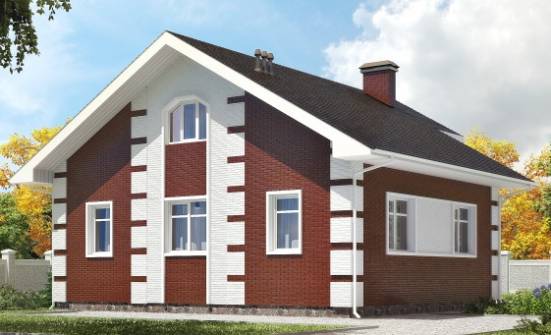 115-001-П Проект двухэтажного дома с мансардным этажом, небольшой коттедж из бризолита Краснокаменск | Проекты домов от House Expert