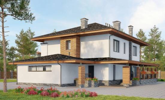305-001-П Проект двухэтажного дома, гараж, современный загородный дом из керамзитобетонных блоков Чита | Проекты домов от House Expert