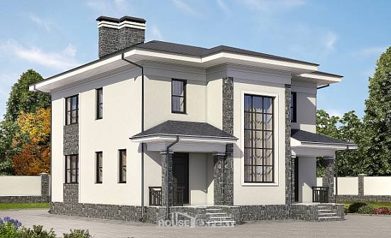 155-011-П Проект двухэтажного дома, скромный загородный дом из теплоблока Могоча | Проекты домов от House Expert