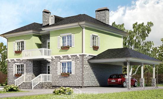 155-006-П Проект двухэтажного дома, гараж, бюджетный коттедж из блока Чита | Проекты домов от House Expert