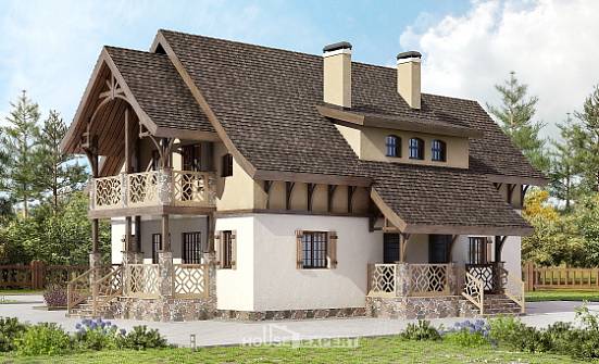 180-014-Л Проект двухэтажного дома с мансардой, простой коттедж из бризолита Могоча | Проекты домов от House Expert