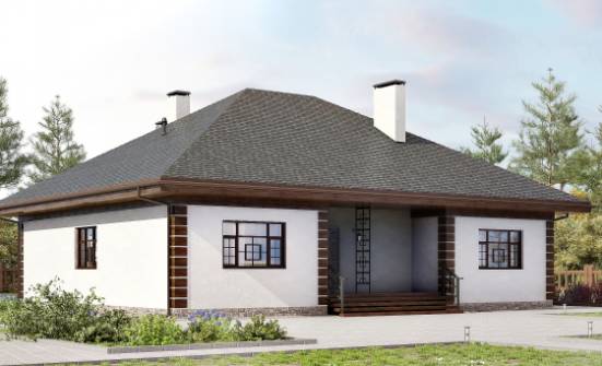 135-003-П Проект одноэтажного дома, классический коттедж из теплоблока Краснокаменск | Проекты домов от House Expert