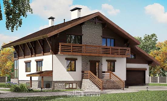 420-001-П Проект трехэтажного дома мансардой и гаражом, большой коттедж из кирпича Краснокаменск | Проекты домов от House Expert