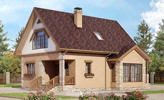 140-002-П Проект двухэтажного дома с мансардным этажом, простой дом из поризованных блоков Чита | Проекты домов от House Expert