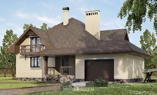 275-003-П Проект двухэтажного дома с мансардой, гараж, красивый дом из кирпича Могоча | Проекты домов от House Expert