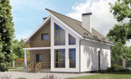 170-006-Л Проект двухэтажного дома с мансардой, недорогой домик из теплоблока Краснокаменск | Проекты домов от House Expert