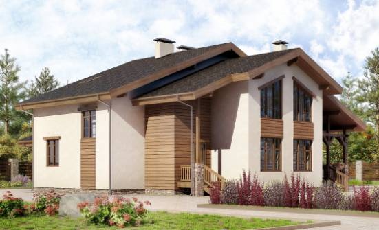 240-003-П Проект двухэтажного дома с мансардным этажом, красивый загородный дом из кирпича Могоча | Проекты домов от House Expert