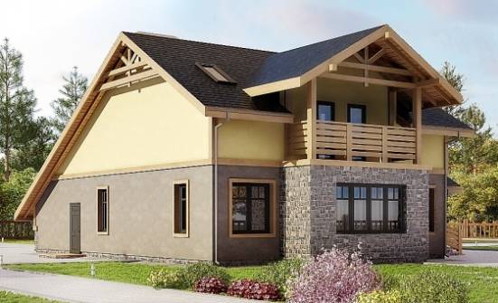 180-011-П Проект двухэтажного дома мансардный этаж и гаражом, бюджетный домик из блока Чита | Проекты домов от House Expert