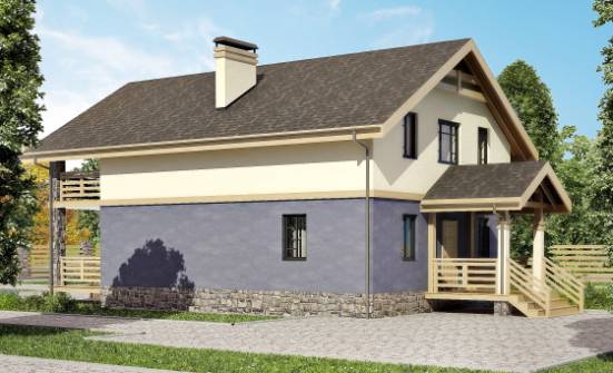 160-010-П Проект двухэтажного дома с мансардой, доступный домик из твинблока Могоча | Проекты домов от House Expert