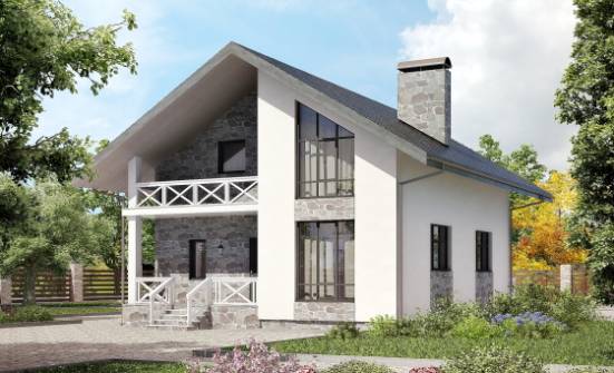 155-001-Л Проект двухэтажного дома мансардой, гараж, красивый дом из блока Краснокаменск | Проекты домов от House Expert