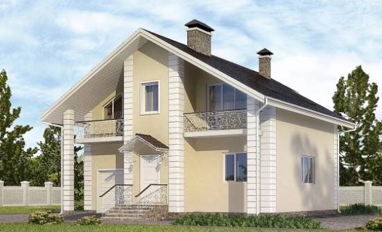 150-002-Л Проект двухэтажного дома мансардой и гаражом, простой дом из твинблока Чита | Проекты домов от House Expert