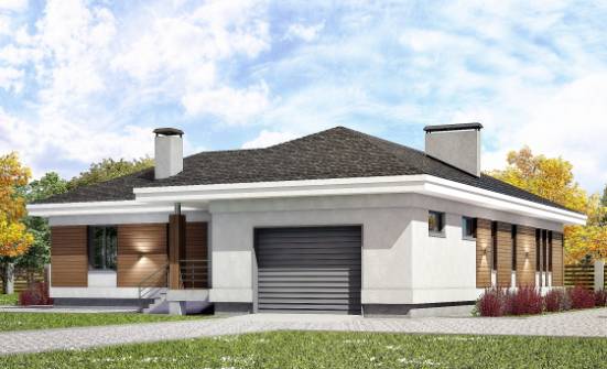165-001-П Проект одноэтажного дома, гараж, современный загородный дом из газосиликатных блоков Могоча | Проекты домов от House Expert