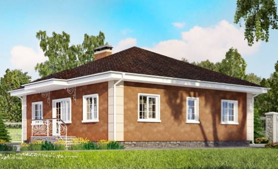 100-001-Л Проект одноэтажного дома, бюджетный домик из поризованных блоков Могоча | Проекты одноэтажных домов от House Expert