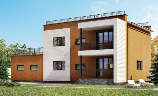 180-012-П Проект двухэтажного дома, гараж, современный коттедж из кирпича Краснокаменск | Проекты домов от House Expert