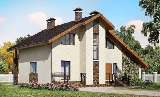 180-008-Л Проект двухэтажного дома с мансардой, гараж, уютный домик из поризованных блоков Чита | Проекты домов от House Expert