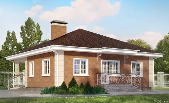 100-001-Л Проект одноэтажного дома, бюджетный домик из поризованных блоков Могоча | Проекты домов от House Expert