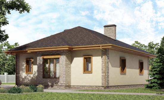 130-006-Л Проект одноэтажного дома и гаражом, красивый домик из арболита Могоча | Проекты домов от House Expert
