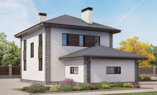 185-004-Л Проект двухэтажного дома и гаражом, просторный коттедж из арболита Краснокаменск | Проекты домов от House Expert
