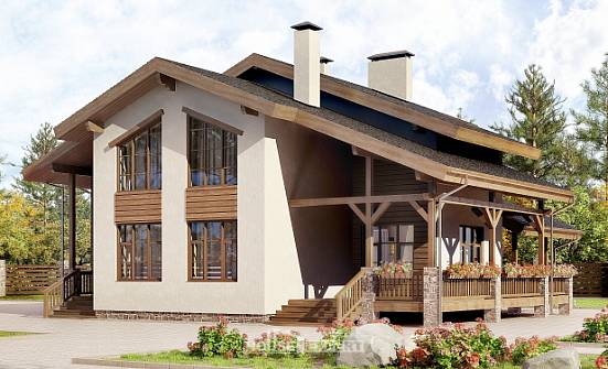 240-003-П Проект двухэтажного дома с мансардным этажом, красивый загородный дом из кирпича Могоча | Проекты домов от House Expert
