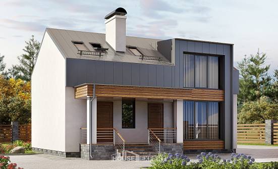 120-004-П Проект двухэтажного дома мансардой, недорогой дом из поризованных блоков Краснокаменск | Проекты домов от House Expert
