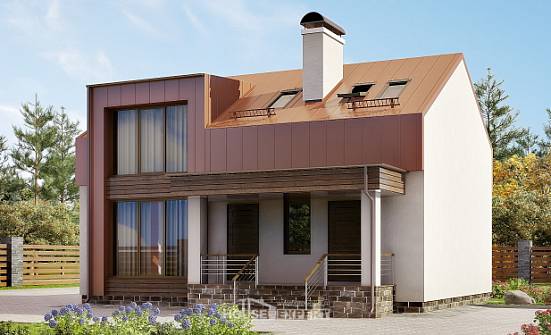 120-004-Л Проект двухэтажного дома с мансардным этажом, простой домик из газобетона Краснокаменск | Проекты домов от House Expert