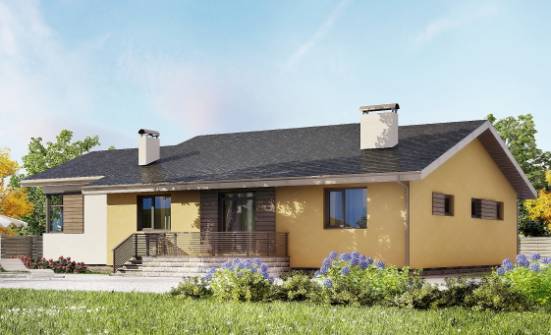 135-002-Л Проект одноэтажного дома и гаражом, современный загородный дом из арболита Чита | Проекты домов от House Expert