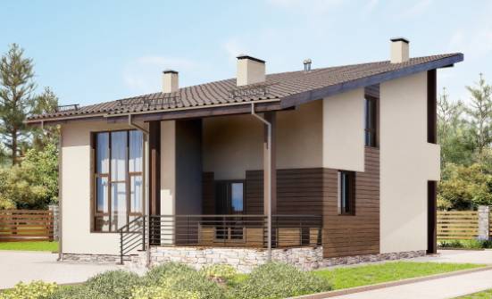 140-005-Л Проект двухэтажного дома мансардой, красивый дом из бризолита Могоча | Проекты домов от House Expert