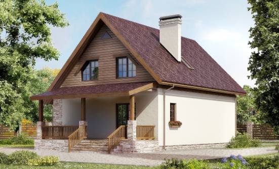 140-001-П Проект двухэтажного дома с мансардой, скромный домик из газосиликатных блоков Краснокаменск | Проекты домов от House Expert