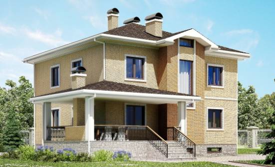 350-002-Л Проект трехэтажного дома и гаражом, просторный коттедж из кирпича Чита | Проекты домов от House Expert