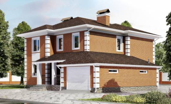 220-004-Л Проект двухэтажного дома и гаражом, классический загородный дом из кирпича Краснокаменск | Проекты домов от House Expert
