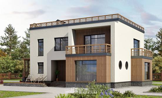 215-002-Л Проект двухэтажного дома, современный домик из газобетона Краснокаменск | Проекты домов от House Expert