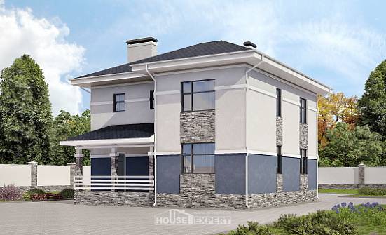 150-014-Л Проект двухэтажного дома, скромный коттедж из блока Могоча | Проекты домов от House Expert
