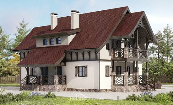 180-014-П Проект двухэтажного дома мансардный этаж, компактный загородный дом из теплоблока Краснокаменск | Проекты домов от House Expert