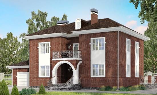 180-006-Л Проект двухэтажного дома, гараж, средний домик из кирпича Могоча | Проекты домов от House Expert