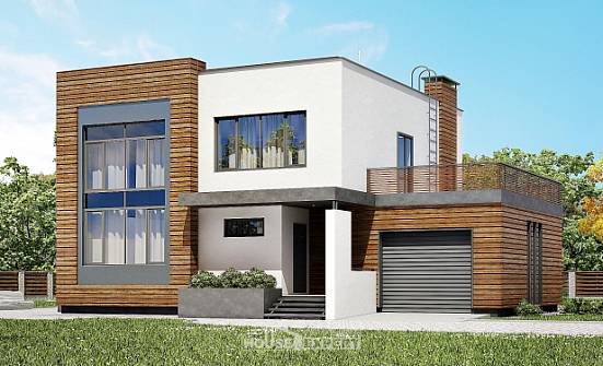 220-003-П Проект двухэтажного дома, гараж, красивый загородный дом из блока Краснокаменск | Проекты домов от House Expert