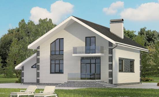 180-001-П Проект двухэтажного дома мансардный этаж и гаражом, красивый дом из бризолита Могоча | Проекты домов от House Expert