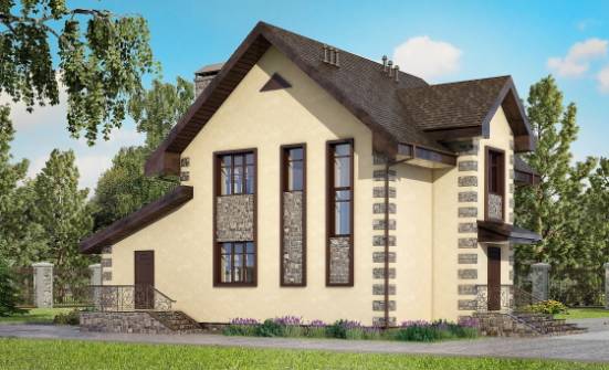 160-004-П Проект двухэтажного дома, гараж, уютный коттедж из бризолита Чита | Проекты домов от House Expert
