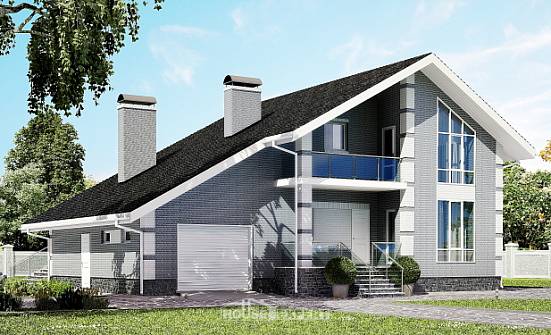 190-006-Л Проект двухэтажного дома мансардой и гаражом, уютный загородный дом из пеноблока Краснокаменск | Проекты домов от House Expert