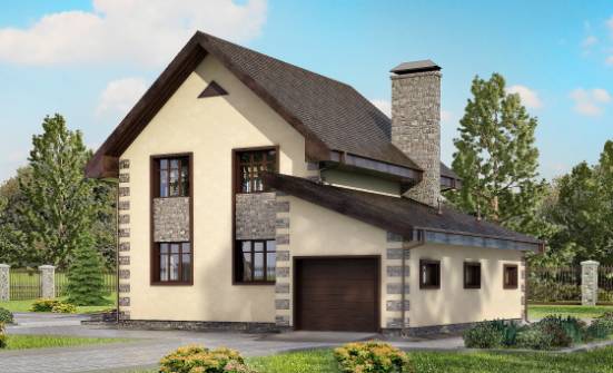 160-004-П Проект двухэтажного дома, гараж, уютный коттедж из бризолита Чита | Проекты домов от House Expert