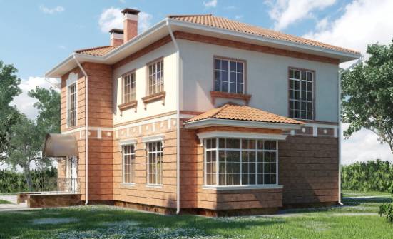 285-001-Л Проект двухэтажного дома и гаражом, огромный домик из кирпича Могоча | Проекты домов от House Expert