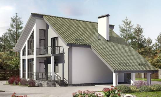 170-009-Л Проект двухэтажного дома мансардой, гараж, уютный дом из керамзитобетонных блоков Чита | Проекты домов от House Expert