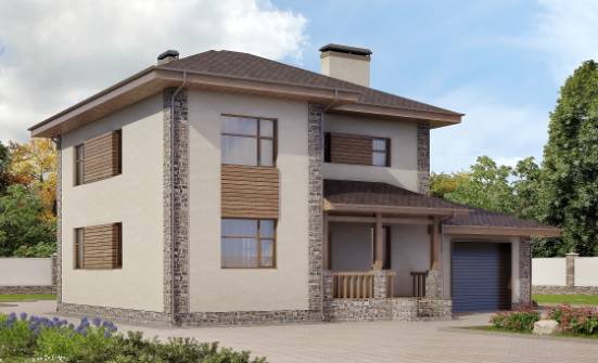 185-004-П Проект двухэтажного дома и гаражом, просторный коттедж из газобетона Могоча | Проекты домов от House Expert