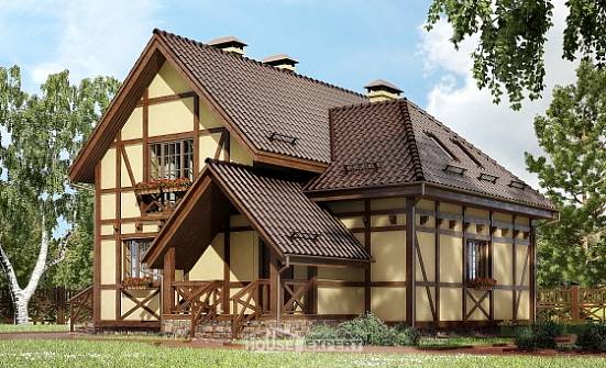 160-003-П Проект двухэтажного дома с мансардным этажом, красивый загородный дом из арболита Чита | Проекты домов от House Expert